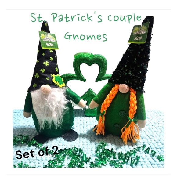 St. Patrick's Couple Gnomes- - Picture 1 of 5